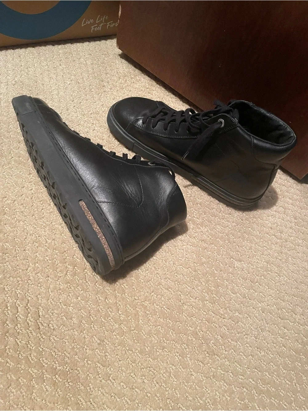 Birkenstock Women’s Black Leather High-Top Sneakers